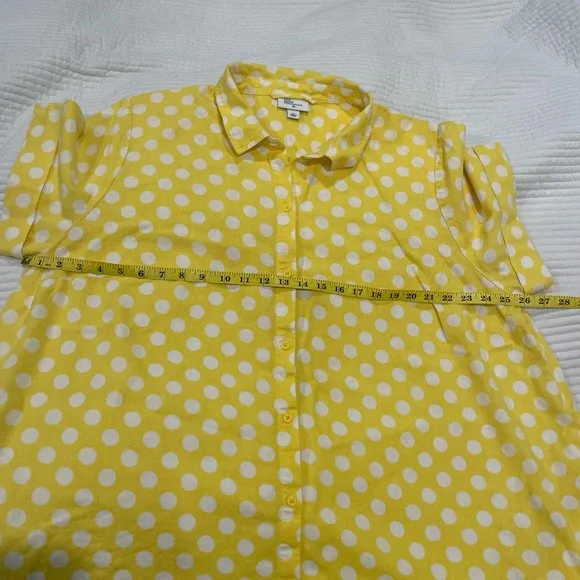Lisa Marie Fernandez Yellow and White Polka Dot Top (XXL) - Picture 12 of 14
